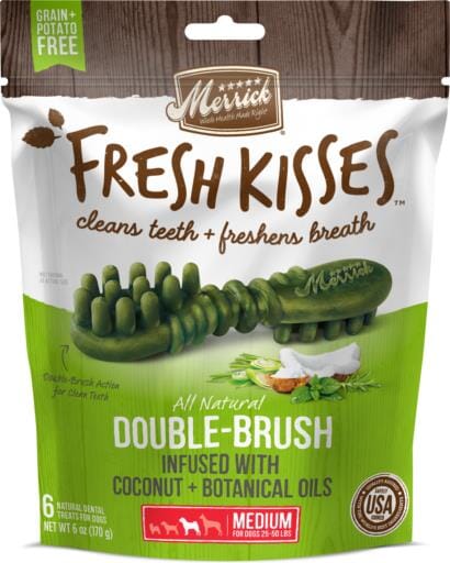 Merrick Fresh Kisses Coconut Oil and Botanicals Medium Brush Dog Dental Chews - 6 Count - 6 Oz