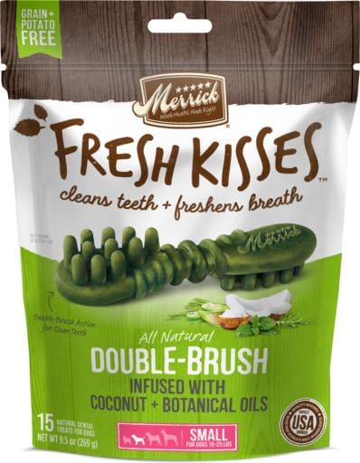 Merrick Fresh Kisses Coconut Oil and Botanicals Small Brush Dog Dental Chews - 15 Count