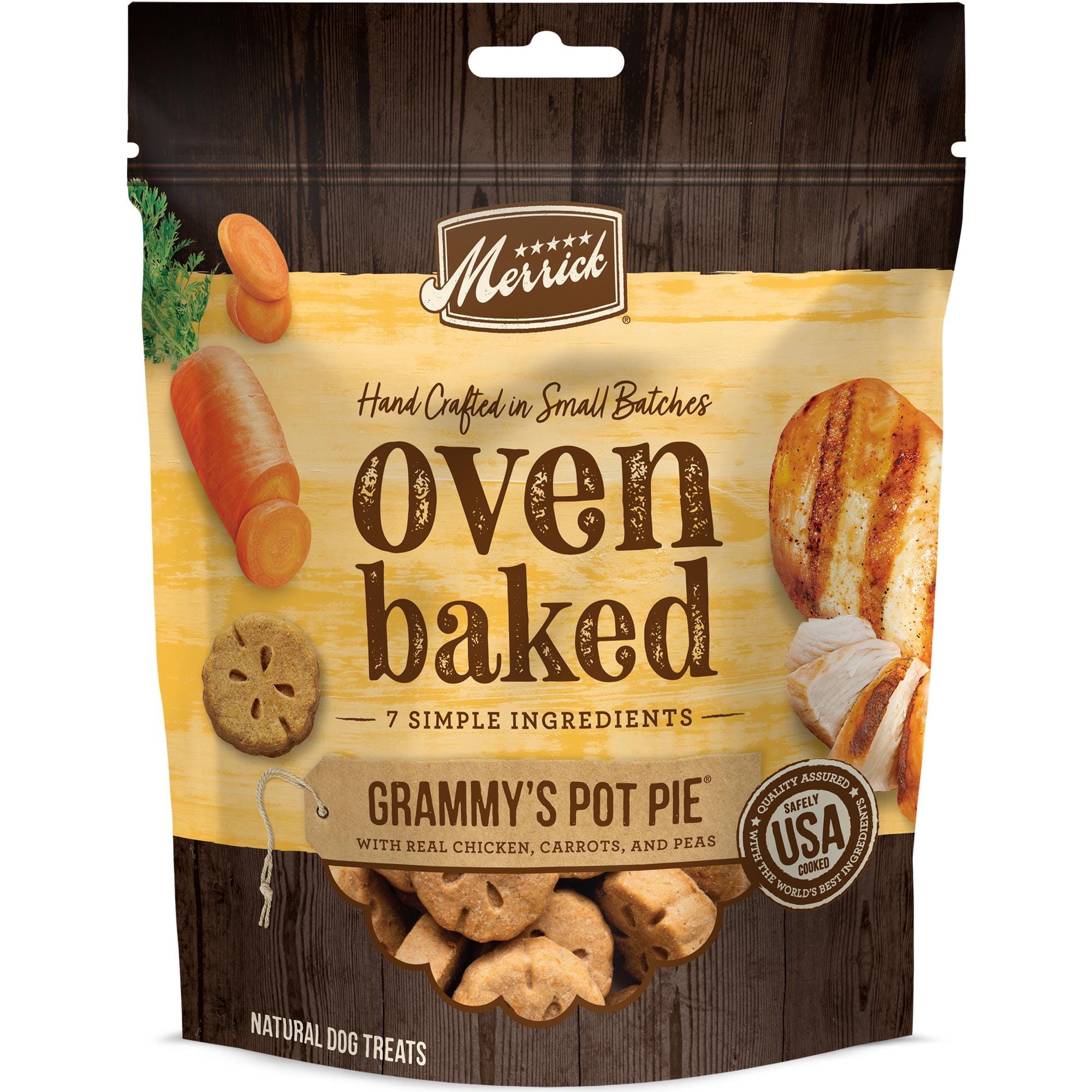 Merrick Treats Oven Baked Grammy's Pot Pie with Real Chicken Peas & Carrots Baked Dog Treats - 11 oz