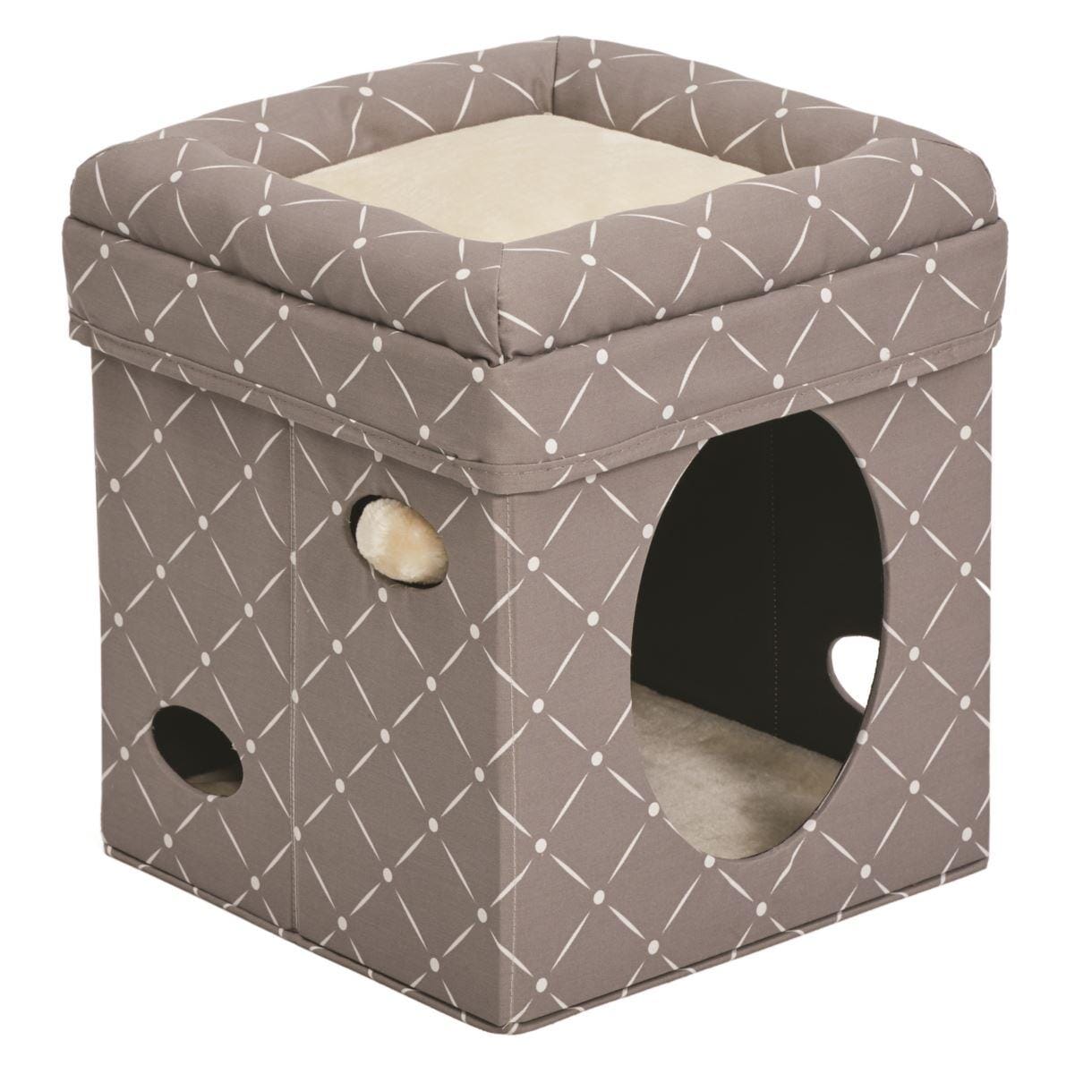 Midwest Curious Mushroom Cube Condo Cat Furniture - Gray - 16.5" X 16.5" X 16.5" Inches