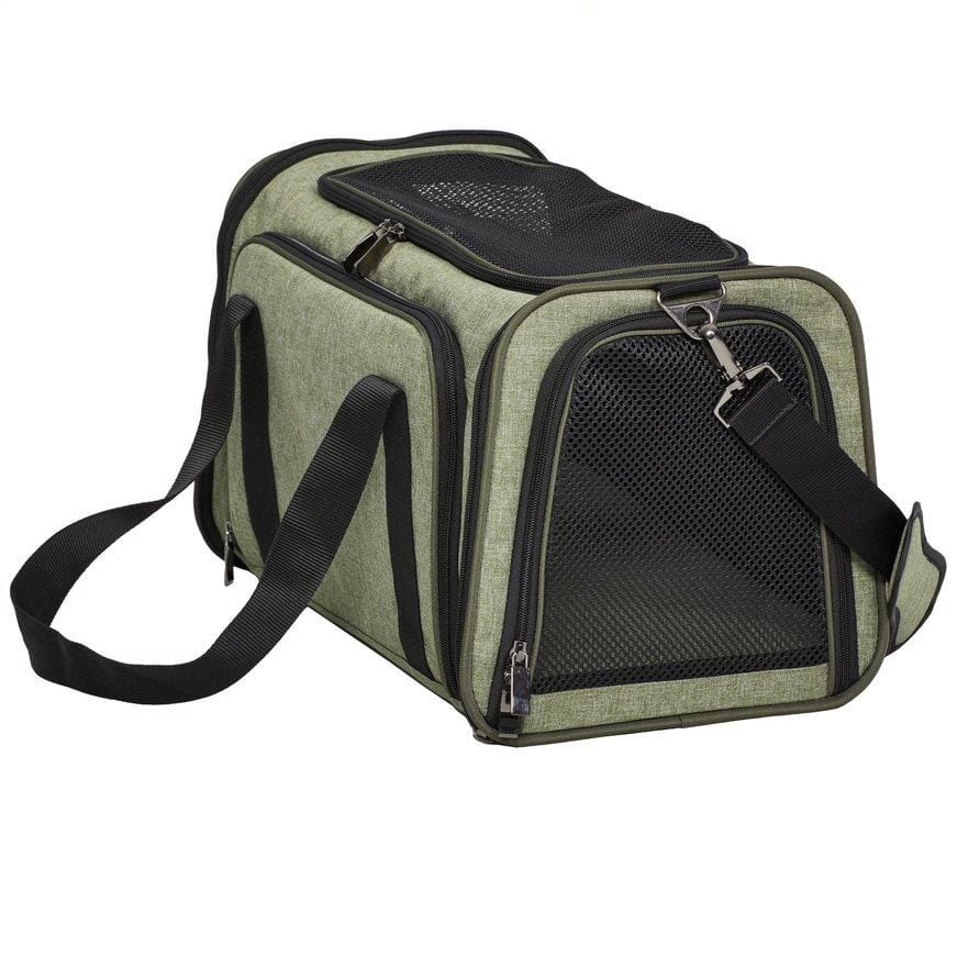 Midwest Duffy Expandable Travel Pet Carrier - Green - Medium - 18.3" X 11.2" X 11.1 Inches