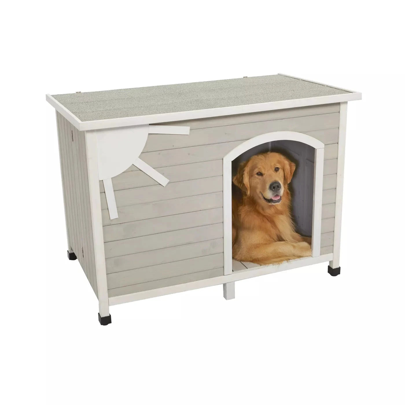 Midwest Eillo Folding Outdoor Wooden Dog House - Gray - Large - 28.5" X 45.3" X 32.9" Inches