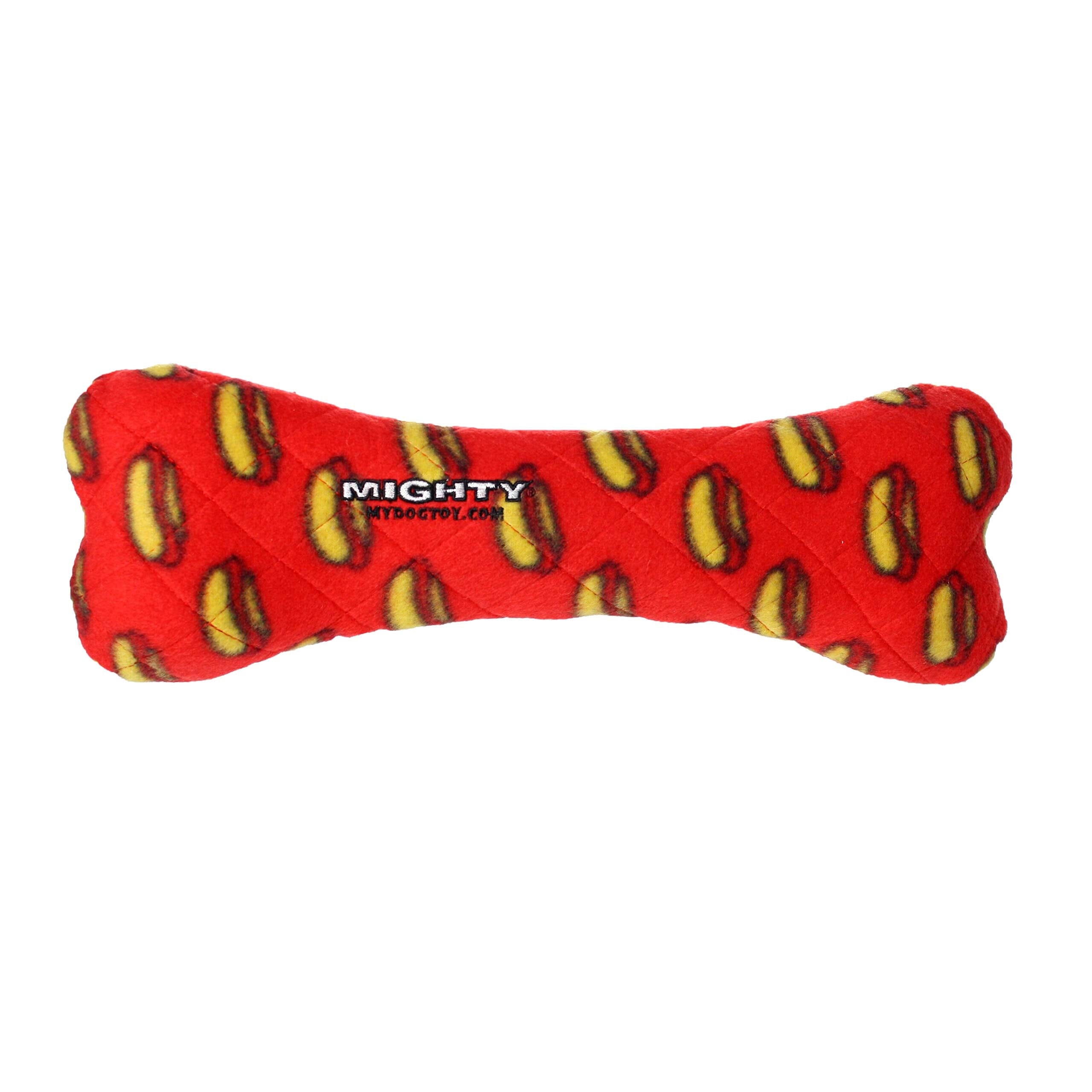 Mighty Bone Fleece No-Stuffing Squeak and Plush Dog Toy - Red