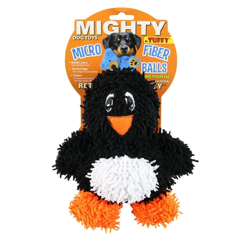 Mighty Junior Penguin Microfiber Ball Floating Squeak and Plush Dog Toy - Small