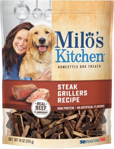 Milo's Kitchen Angus Steak Grillers Beef Soft and Chewy Dog Treats - 18 Oz - Case of 4