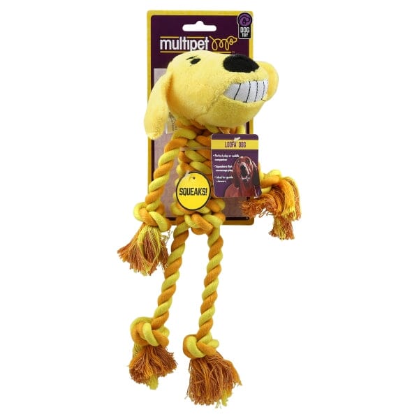Multipet Loofa Body Rope and Plush Dog Toy - Assorted - 11" Inches