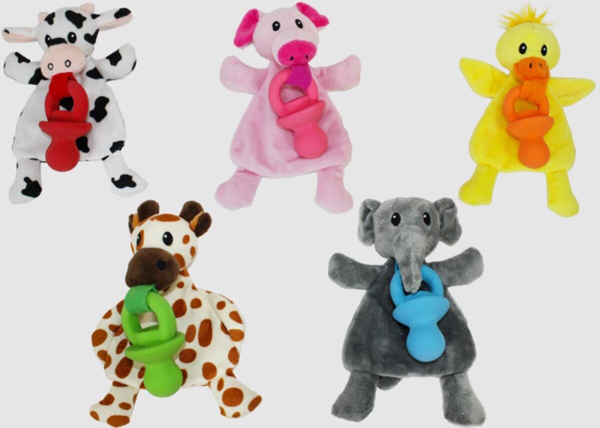 Multipet Pacifier Pals Soft Crinkle and Latex Dog Toy - Assorted - 8" Inches