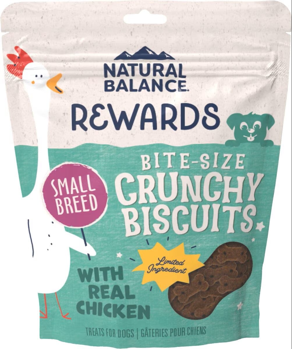 Natural Balance Pet Foods Rewards Bite-Size Crunchy Biscuits Small Breed Dog Treats - Chicken Flavor - 8 oz