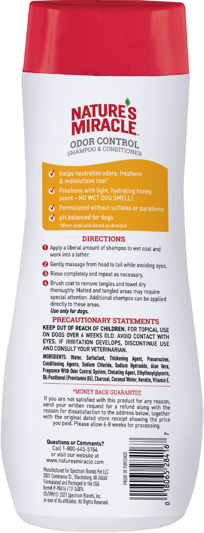 Nature's Mircale Odor Control Dog Shampoo & Conditioner - Hydrating Honey - 16 Oz  