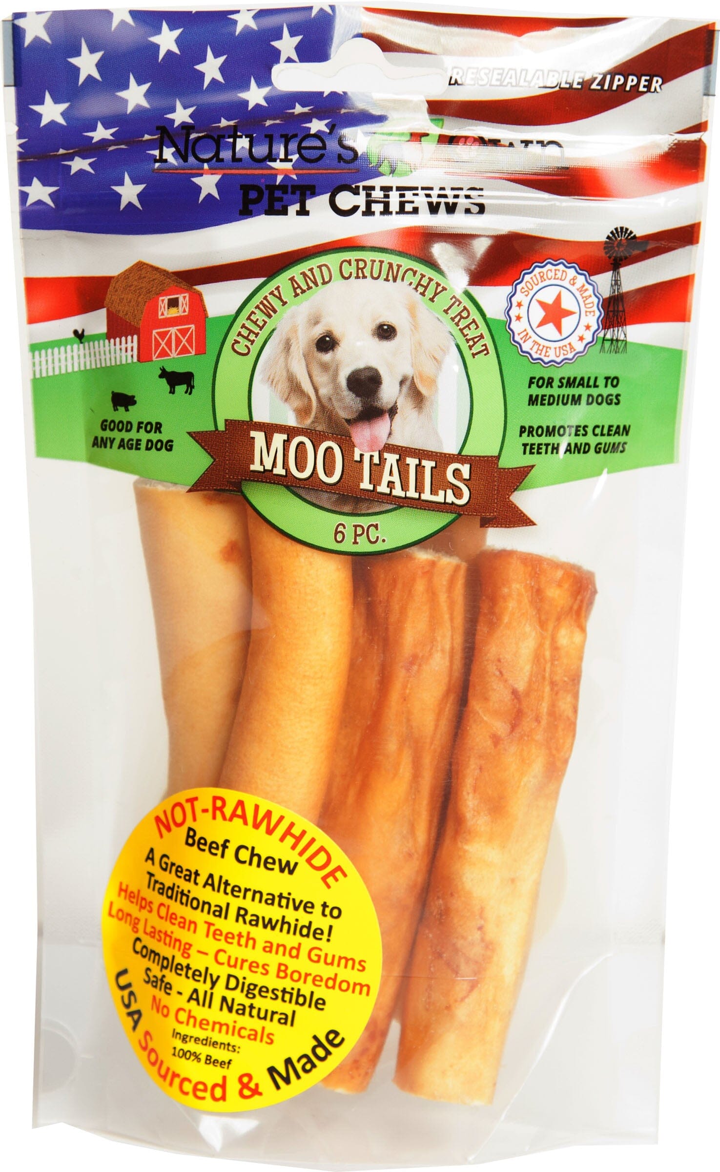 Nature's Own USA Moo Tails Natural Dog Chews - Beef - 6 Pack