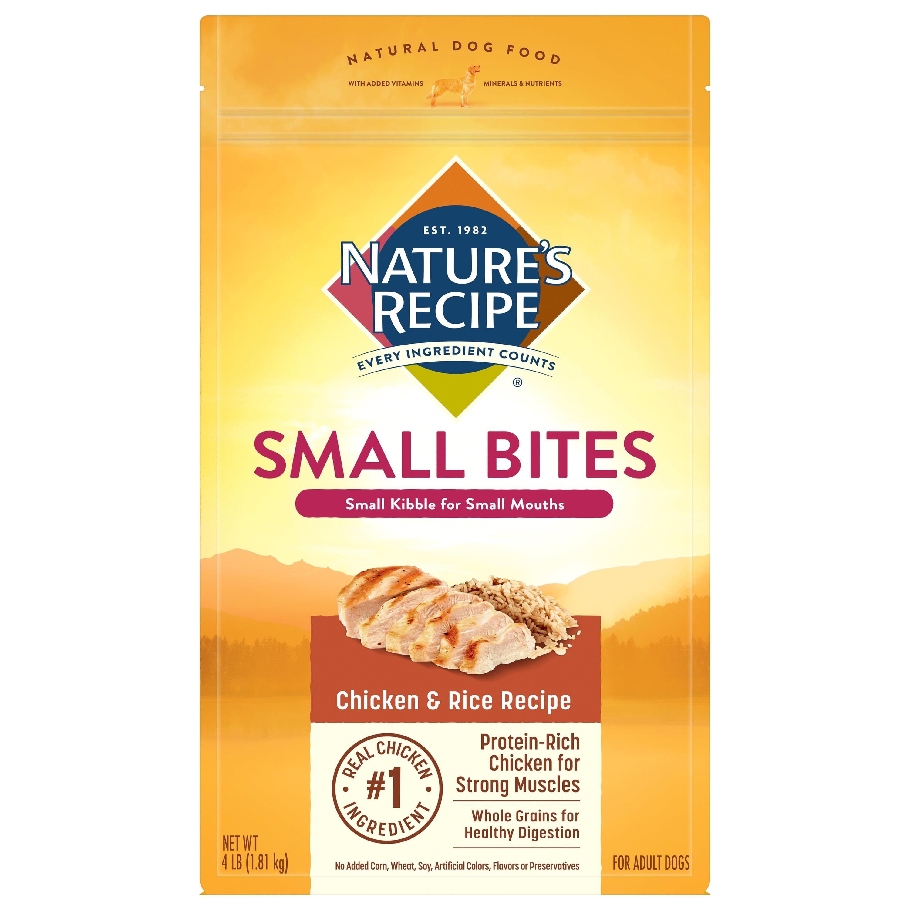 Nature's Recipe Chicken and Rice Small Bites Small-Breed Recipe Dry Dog Food - 4 Lbs - Case of 4