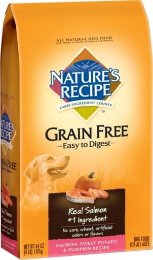 Nature's Recipe Grain-Free Salmon Sweet Potato and Pumpkin Recipe Dry Dog Food - 4 Lbs - Case of 4
