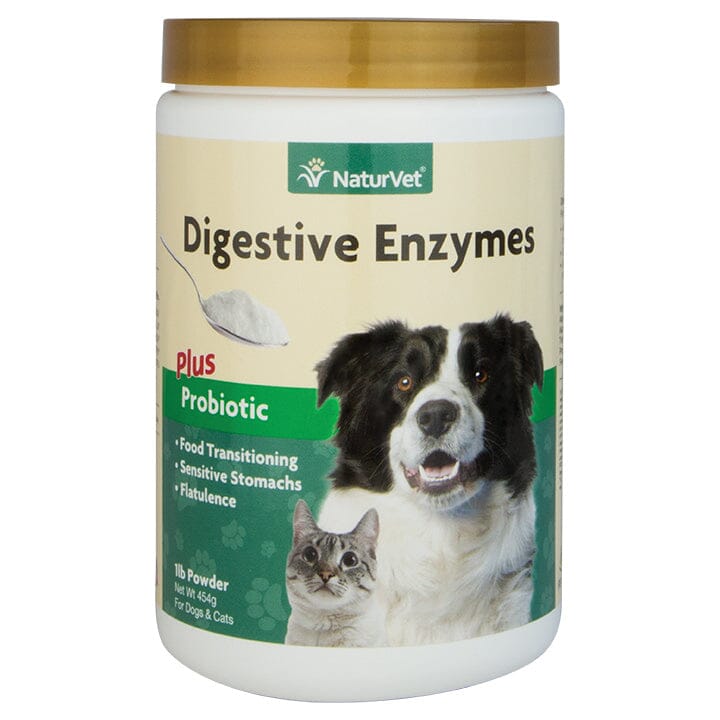 Naturvet Digestive Enzymes plus Probiotic Dog and Cat Supplements - 1 lb Jar