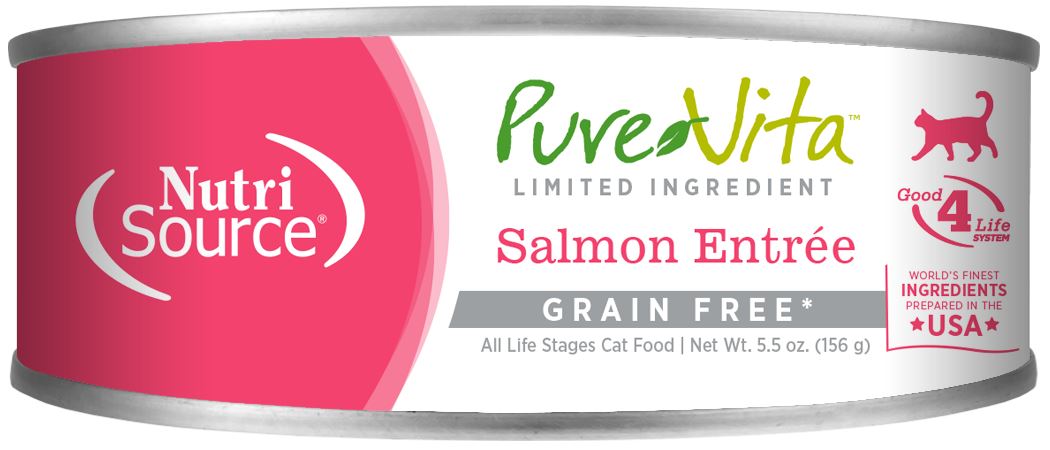 Nutrisource Pure Vita 96% GF Salmon Entrée Canned Cat Food - 5.5 oz - Case of 12