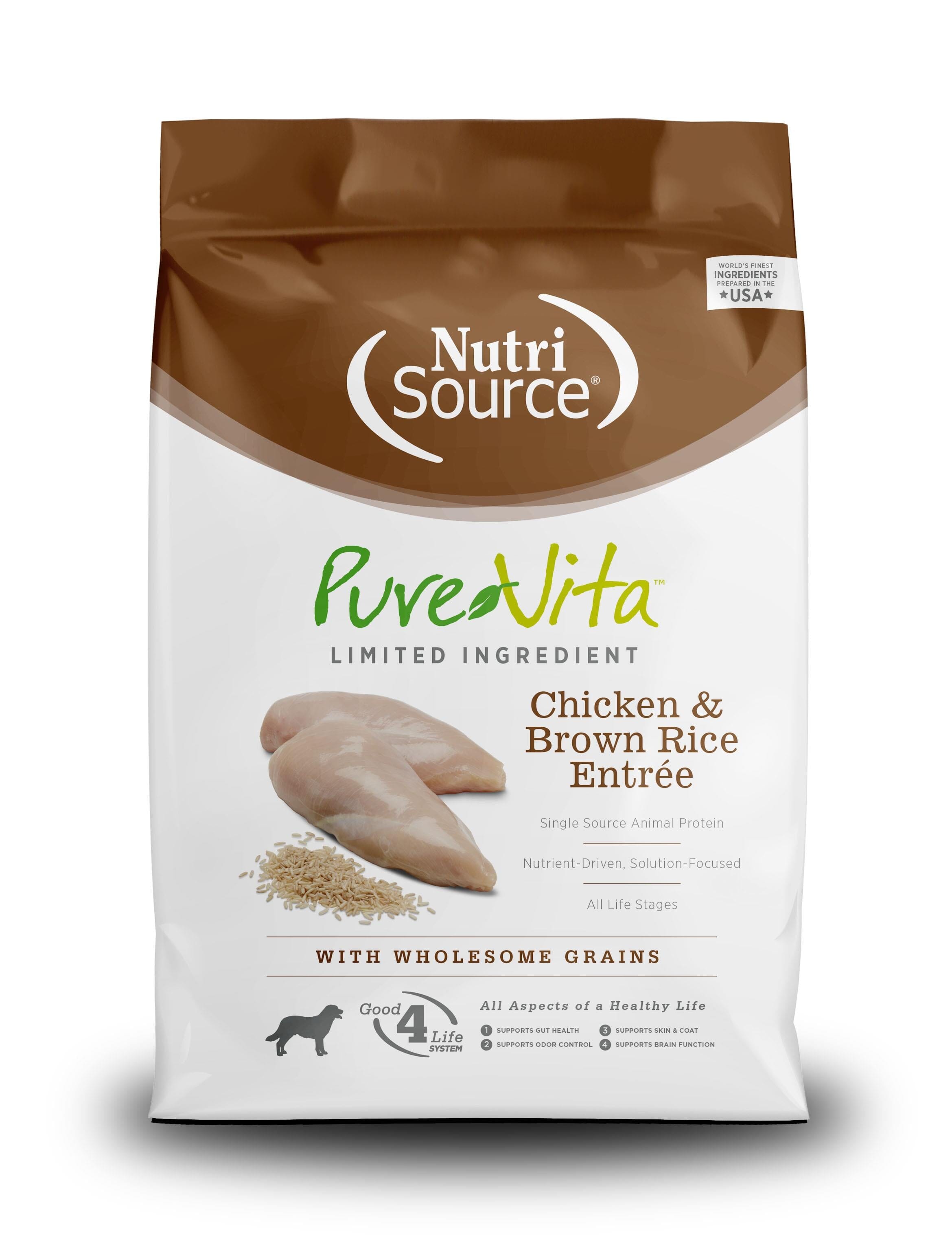 Nutrisource Pure Vita Chicken & Brown Rice (8 per bale) Dry Dog Food - 5 lb Bag