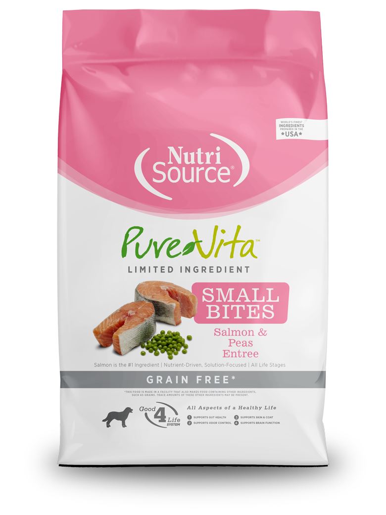 Nutrisource Pure Vita Grain Free Small Salmon & Peas Entrée (8 per bale) Dry Dog Food - 5 lb Bag