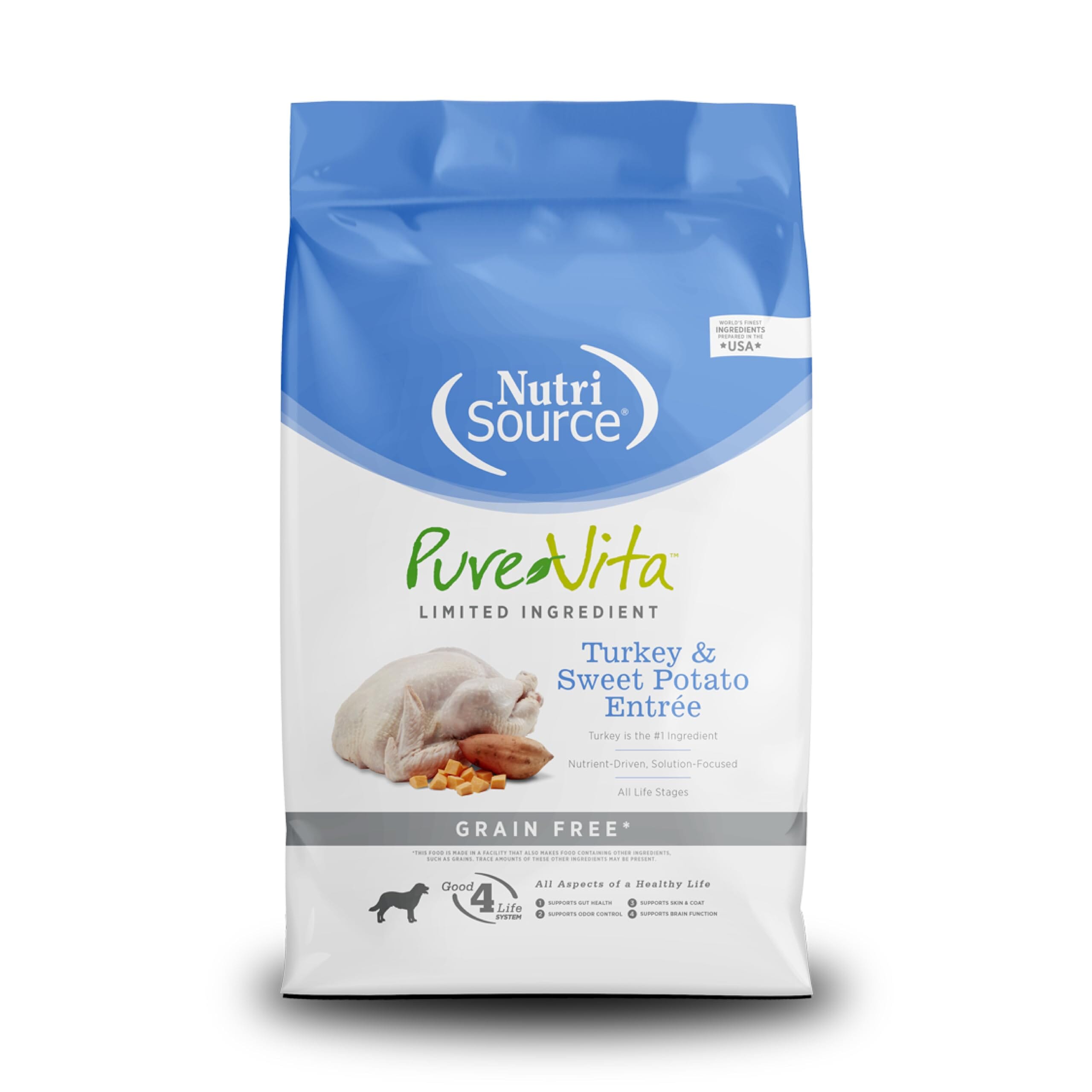 Nutrisource Pure Vita Grain Free Turkey & Sweet Potato Entrée (8 per bale) Dry Dog Food - 5 lb Bag
