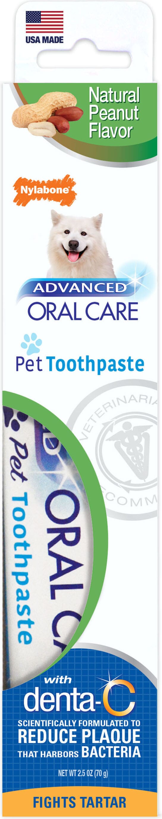 Nylabone Advanced Oral Care Natural Toothpaste Dog Dental Care - Peanut - 2.5 Oz