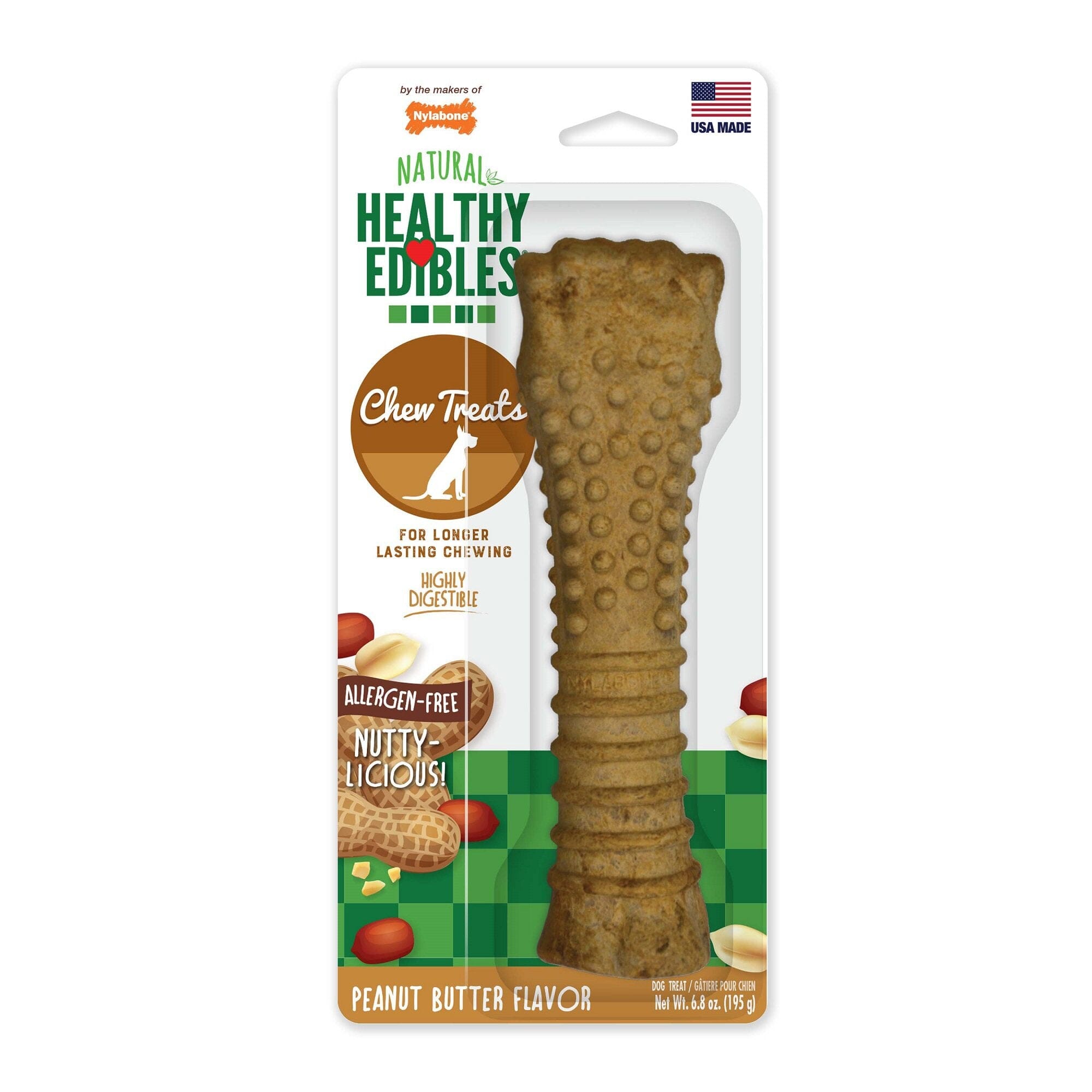 Nylabone Healthy Edibles Natural Chew Dog Biscuits Treats - Peanut Butter - Souper