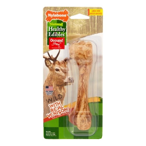 Nylabone Healthy Edibles Wild Natural Chew Dog Biscuits Treats - Venison - Large