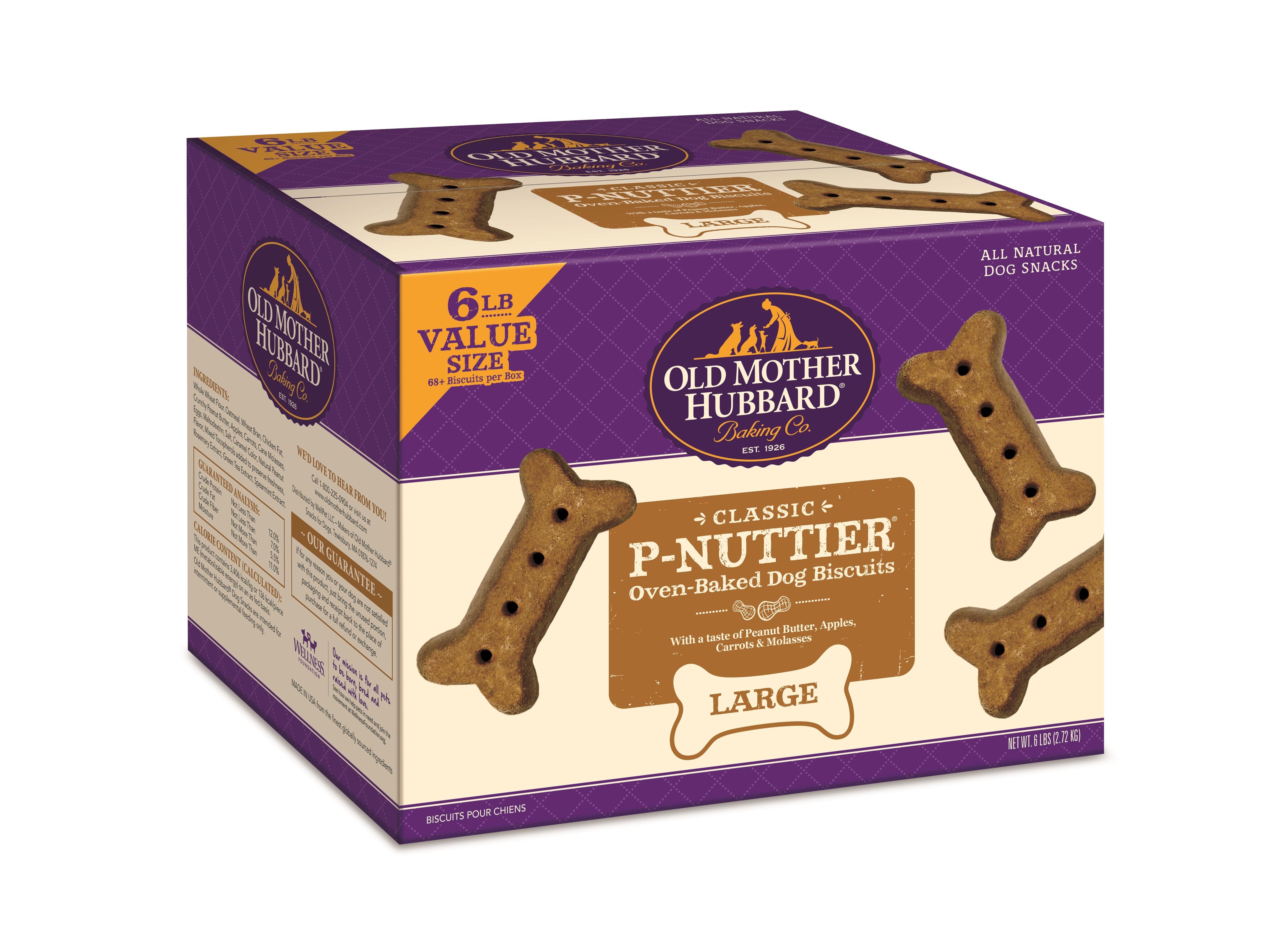 Old Mother Hubbard P-Nuttier N' Nanners Peanut Butter and Banana Large Baked Dog Biscuits - 6 Lbs