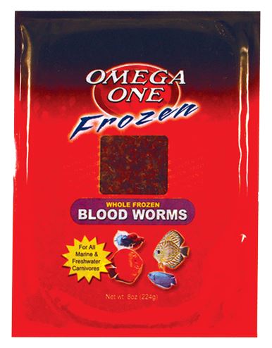 Omega One Freeze-Dried Flat Blood Worms for Freshwater and Saltwater Fish - 8 Oz  