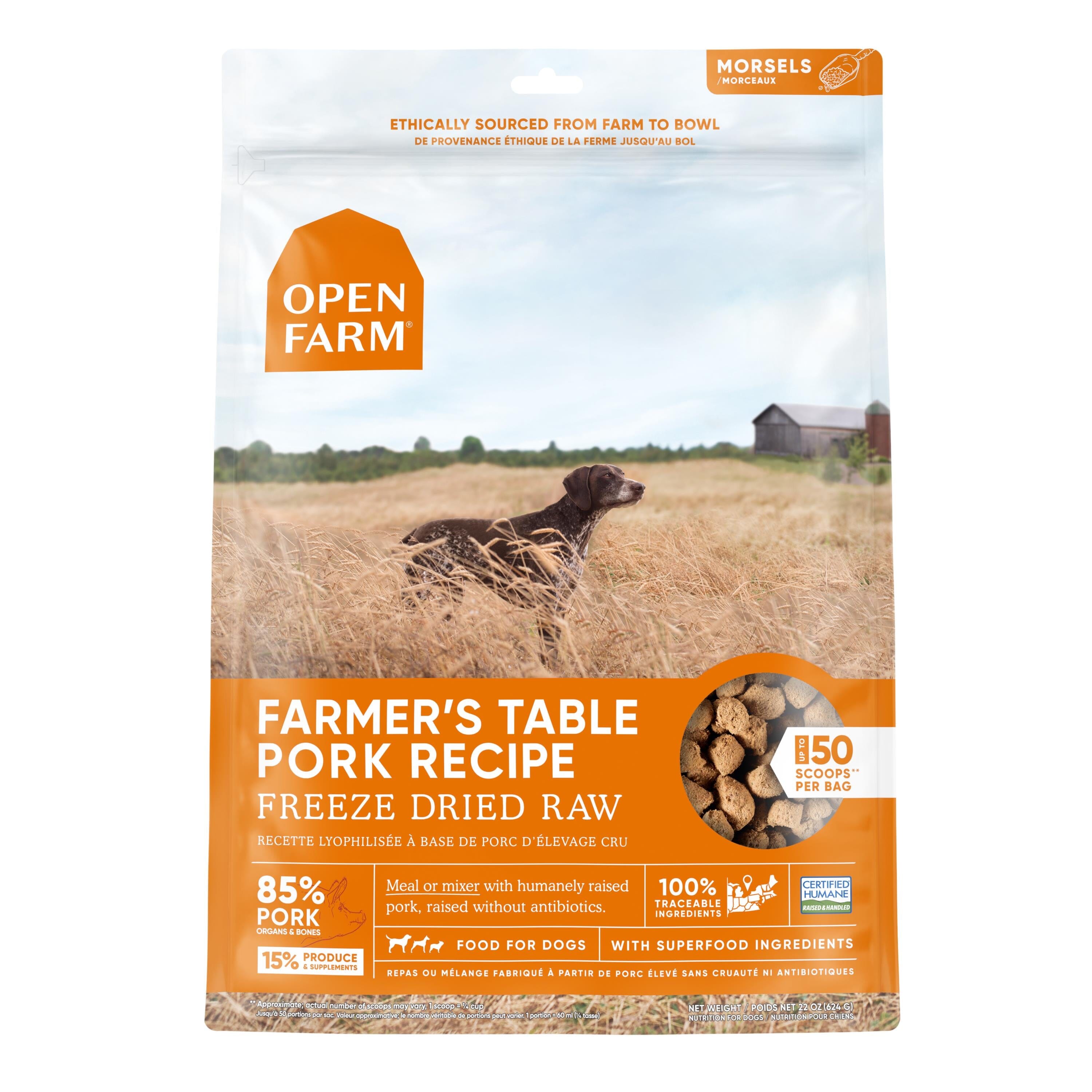 Open Farm Farmer's Table Pork Recipe Freeze-Dried Raw Dog Food - 22 Oz
