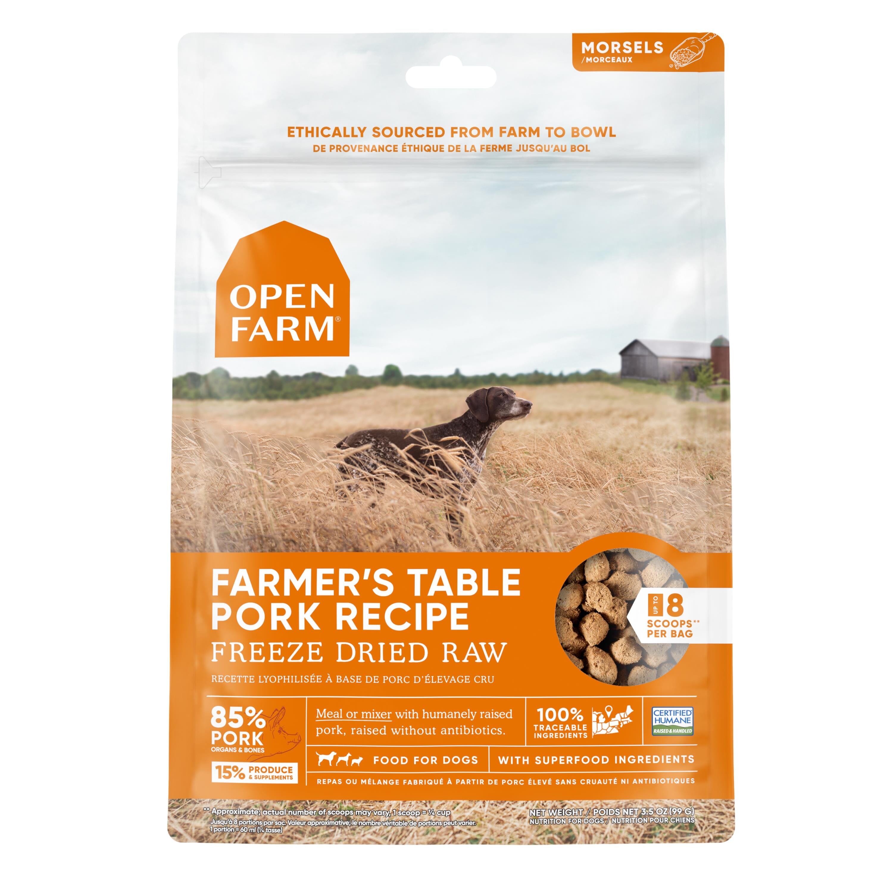 Open Farm Farmer's Table Pork Recipe Freeze-Dried Raw Dog Food - 3.5 Oz