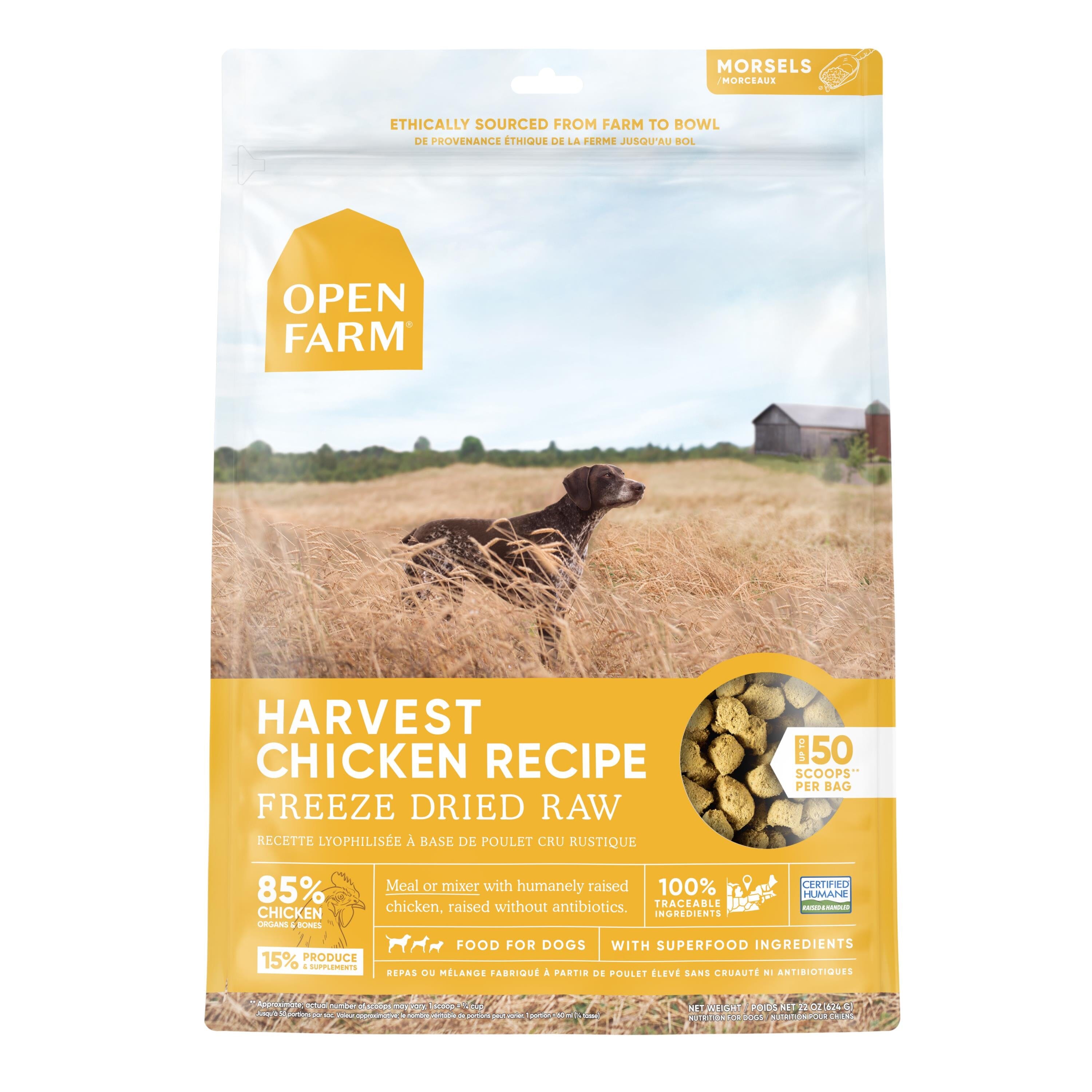 Open Farm Harvest Chicken Morsals Freeze-Dried Raw Dog Food - 22 Oz