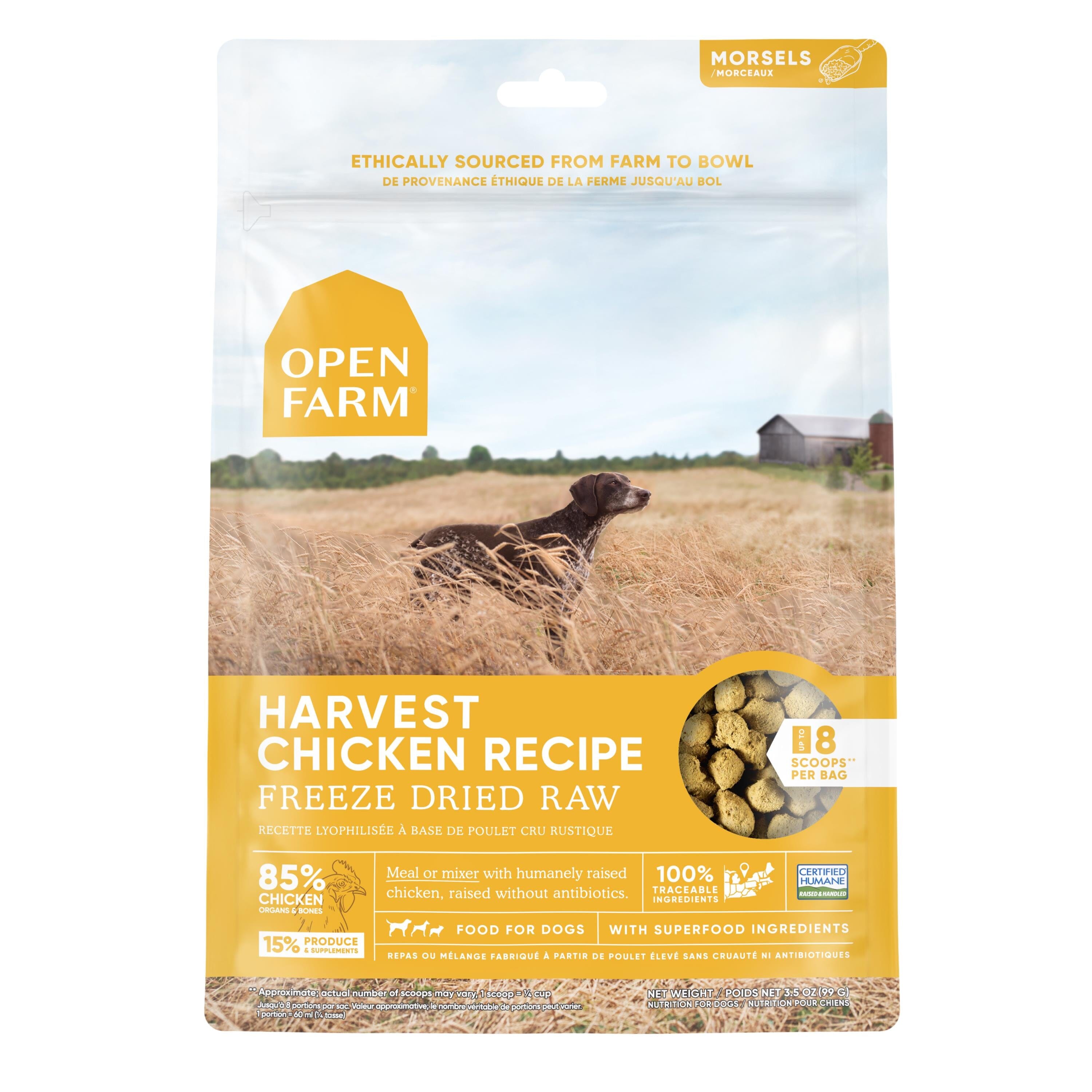 Open Farm Harvest Chicken Morsals Freeze-Dried Raw Dog Food - 3.5 Oz