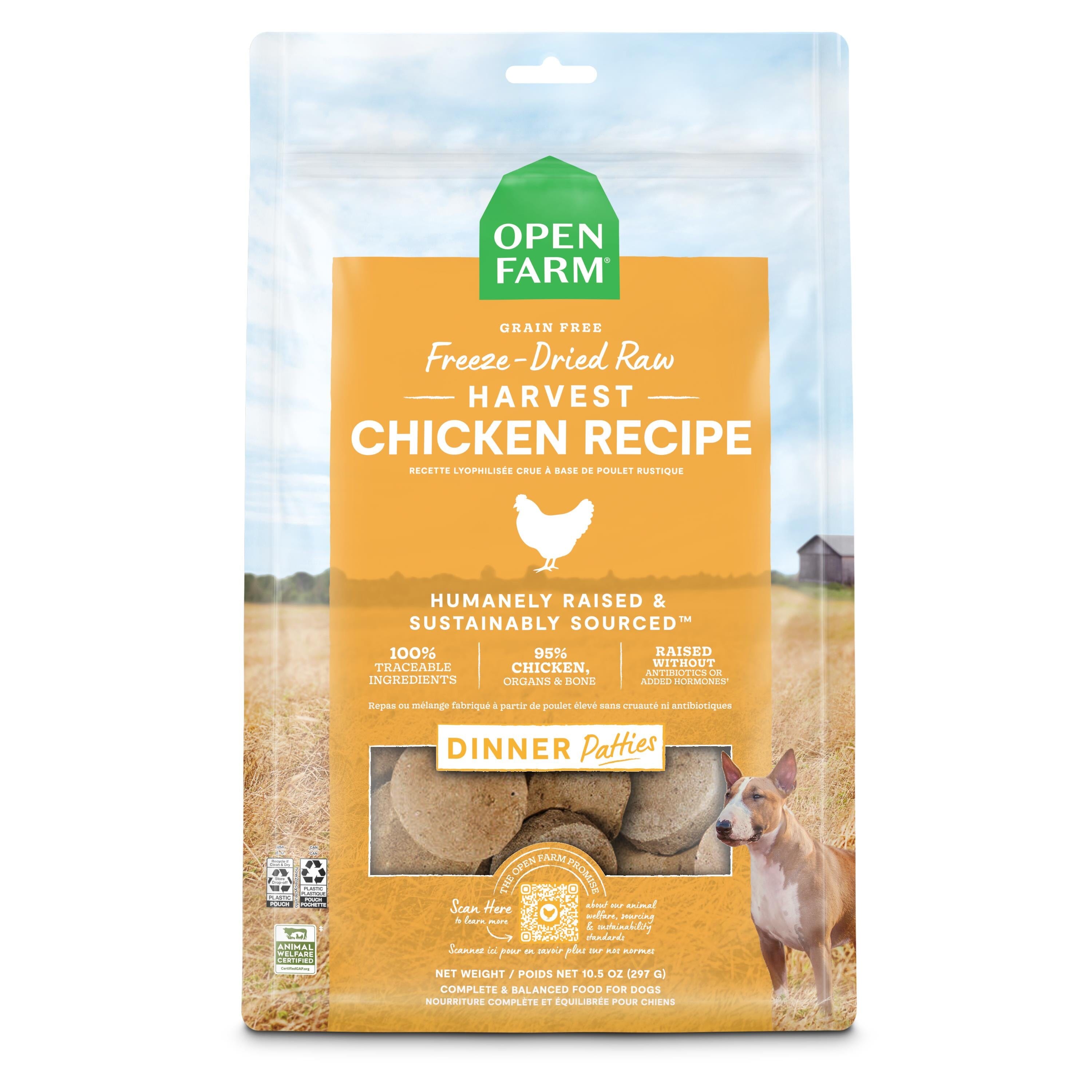 Open Farm Harvest Chicken Patties Freeze-Dried Raw Dog Food - 10.5 Oz
