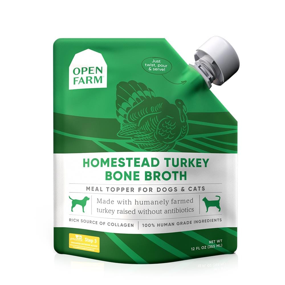 Open Farm Homestead Turkey Bone Broth Wet Cat and Dog Food Topper - 12 Oz - Case of 6
