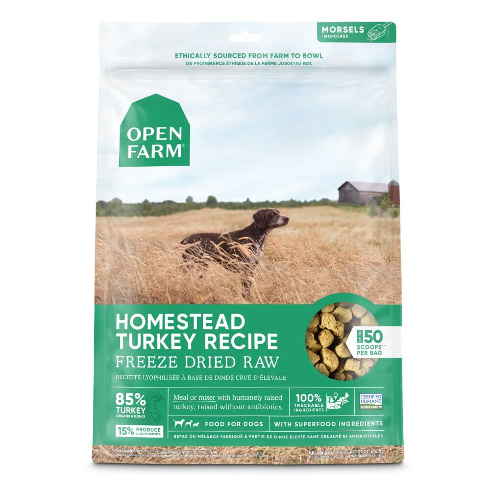 Open Farm Homestead Turkey Morsals Freeze-Dried Raw Dog Food - 22 Oz