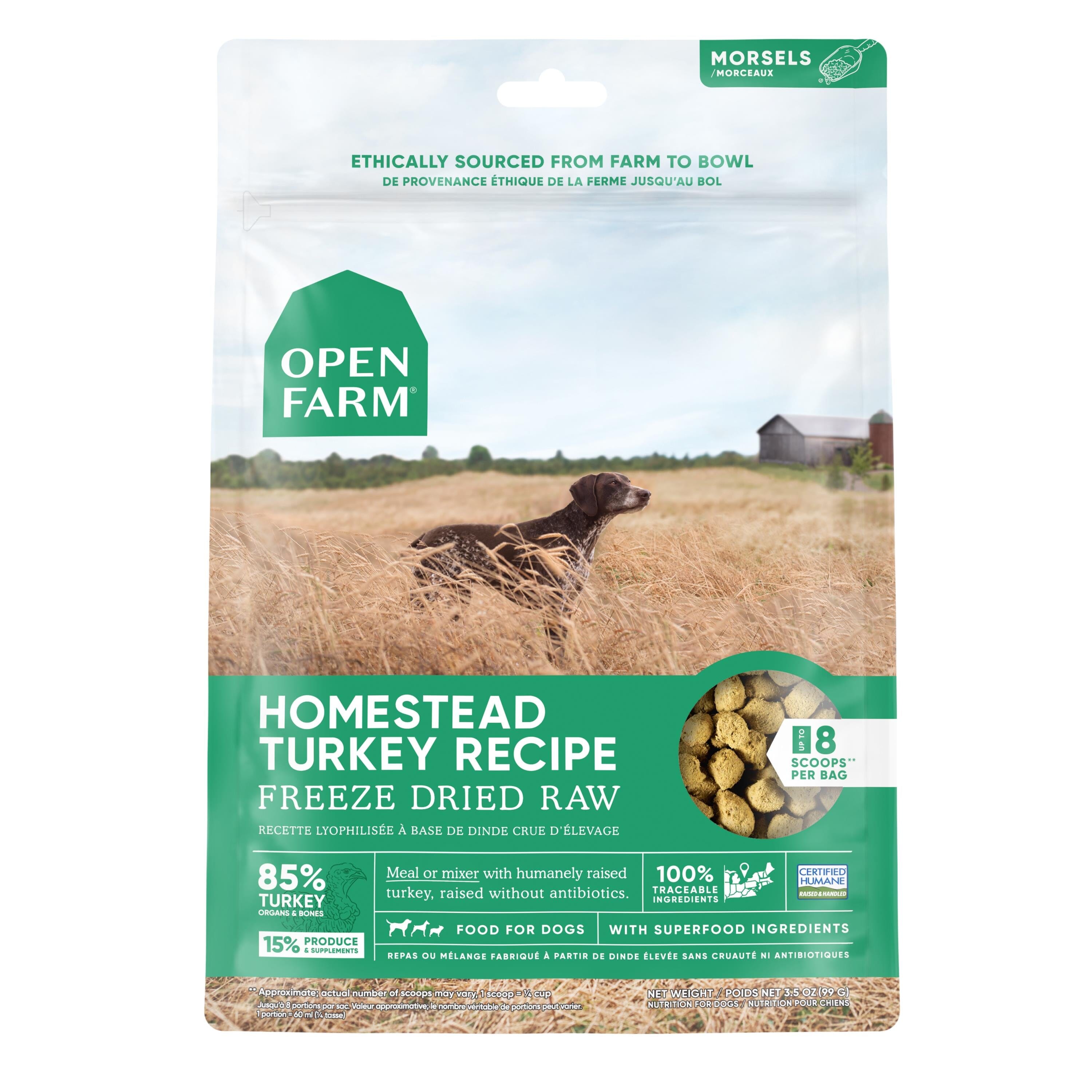 Open Farm Homestead Turkey Morsals Freeze-Dried Raw Dog Food - 3.5 Oz