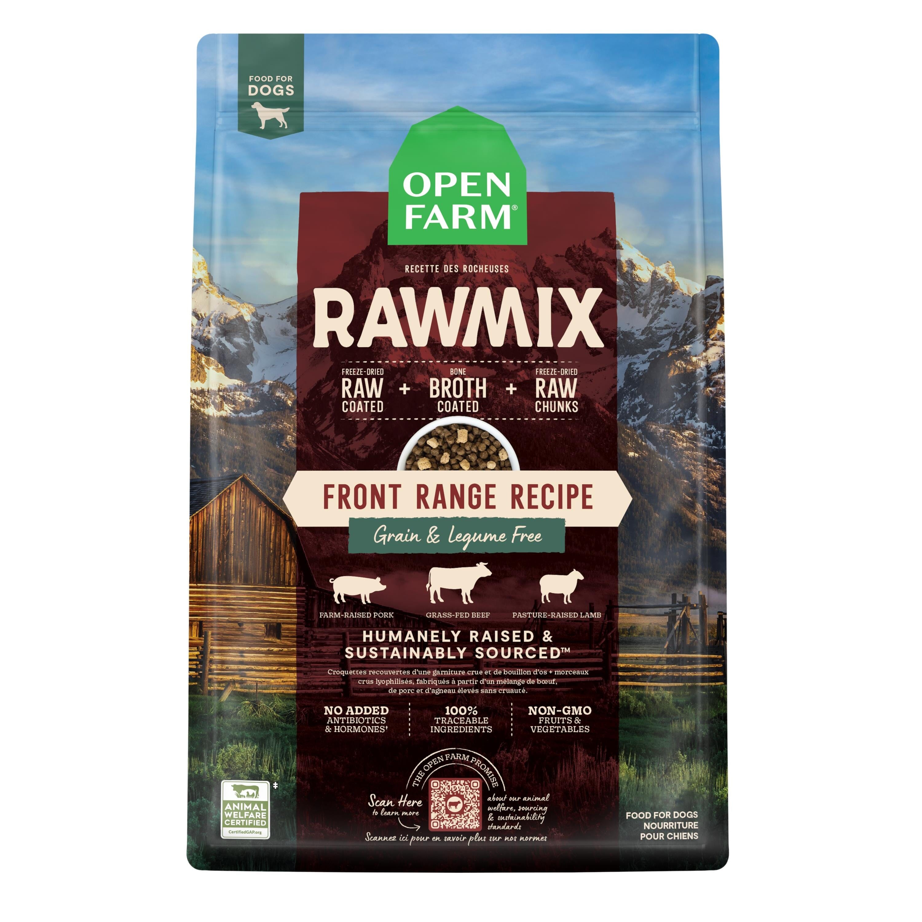 Open Farm RawMix Grain-Free Front Range Recipe Pork Beef and Lamb Dry Dog Food - 20 Lbs