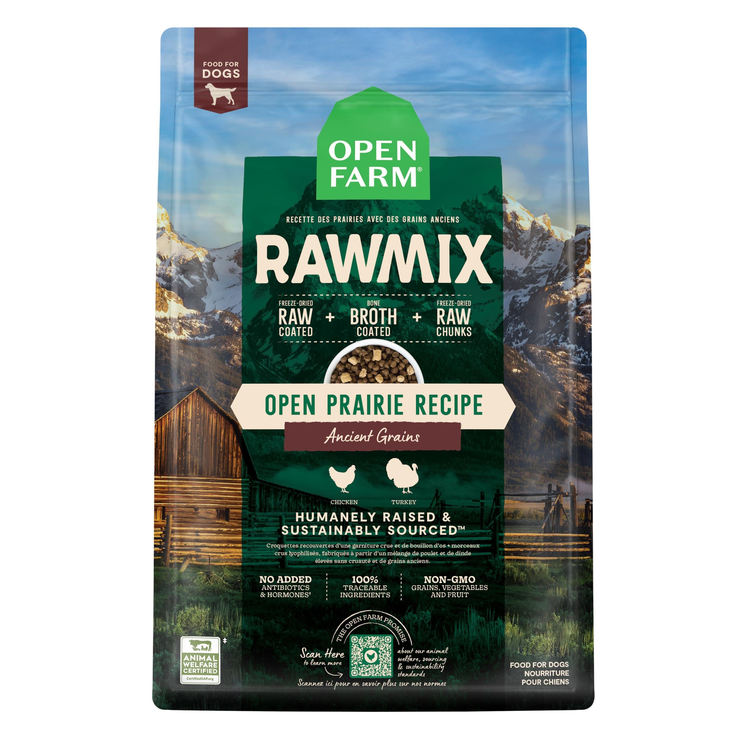 Open Farm RawMix Open Prairie Chicken and Turkey with Ancient Grains Dry Dog Food - 20 Lbs