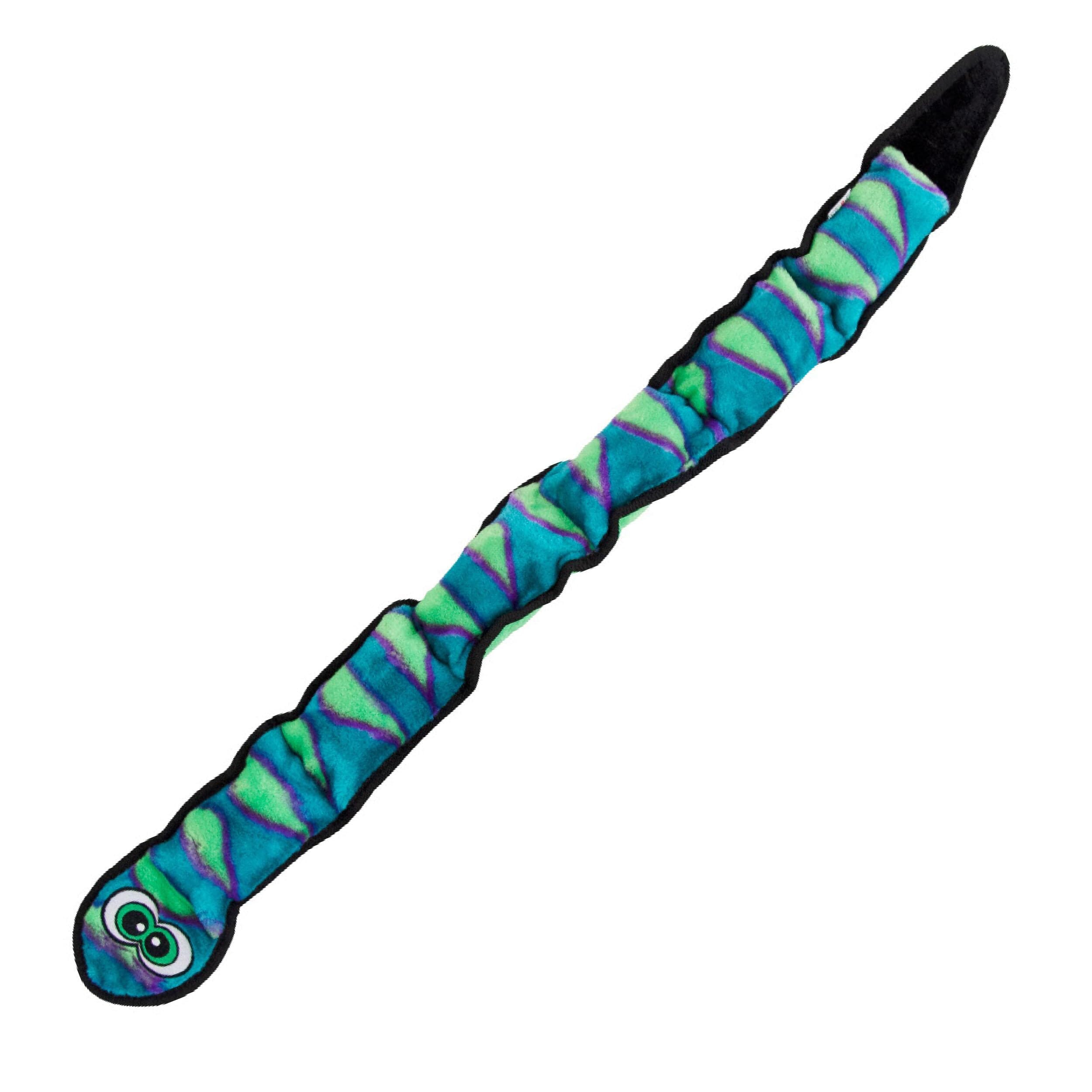 Outward Hound Invinceables No-Stuffing Durable Snake Soft Squeak Dog Toy - Blue - X-Large