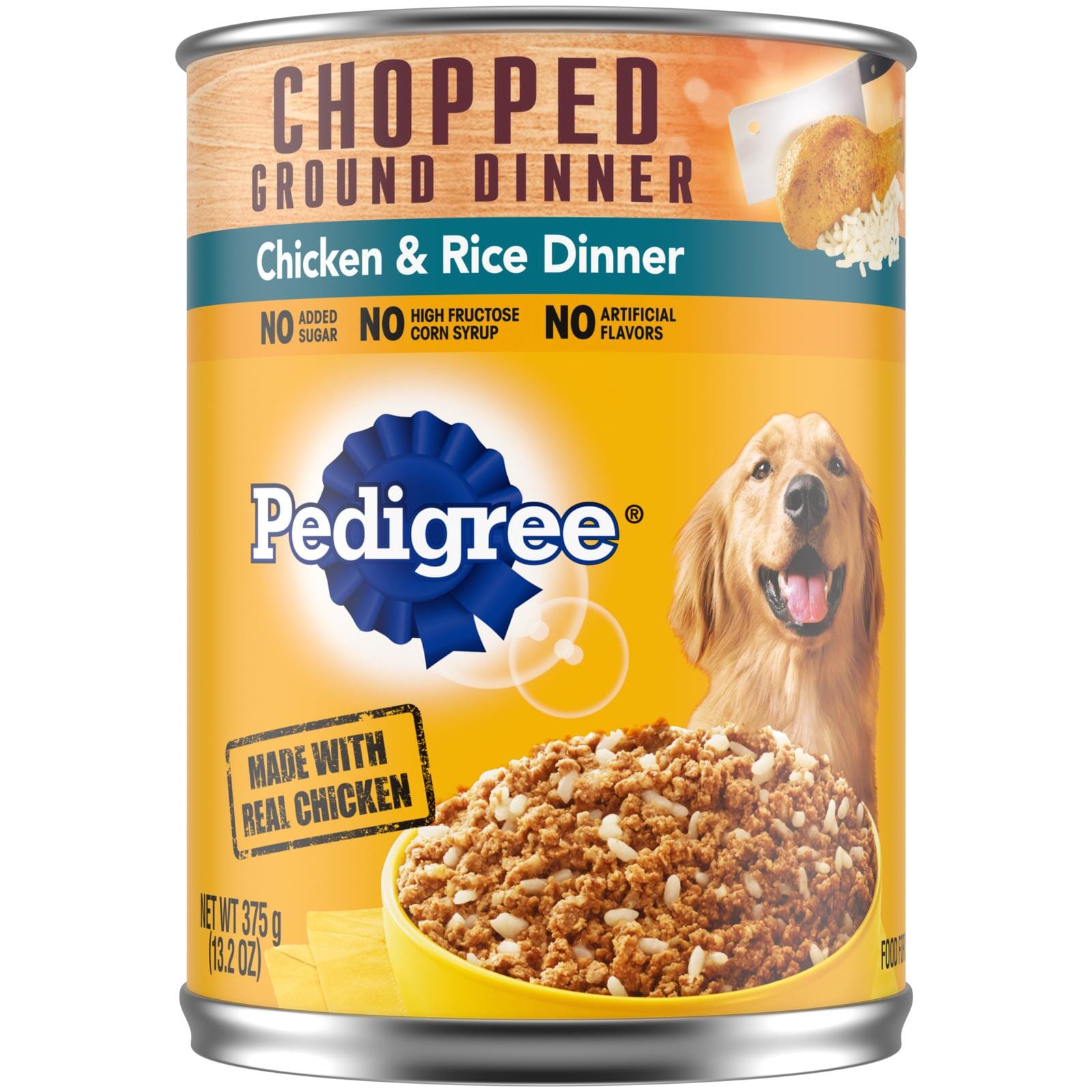 Pedigree Chipped Ground Dinner Chicken and Rice Canned Dog Food - 13.2 Oz - Case of 12