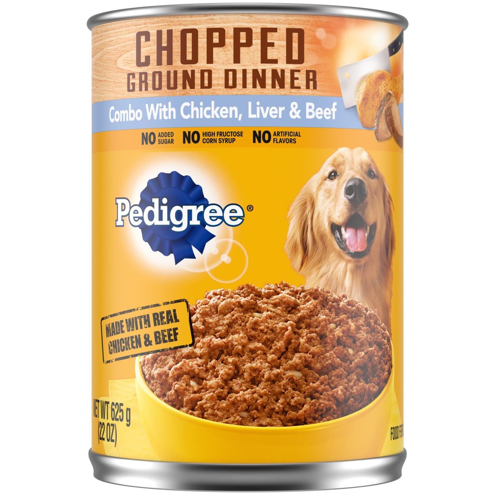 Pedigree Chopped Ground Dinner Chicken Beef and Liver Canned Dog Food - 22 Oz - Case of 12