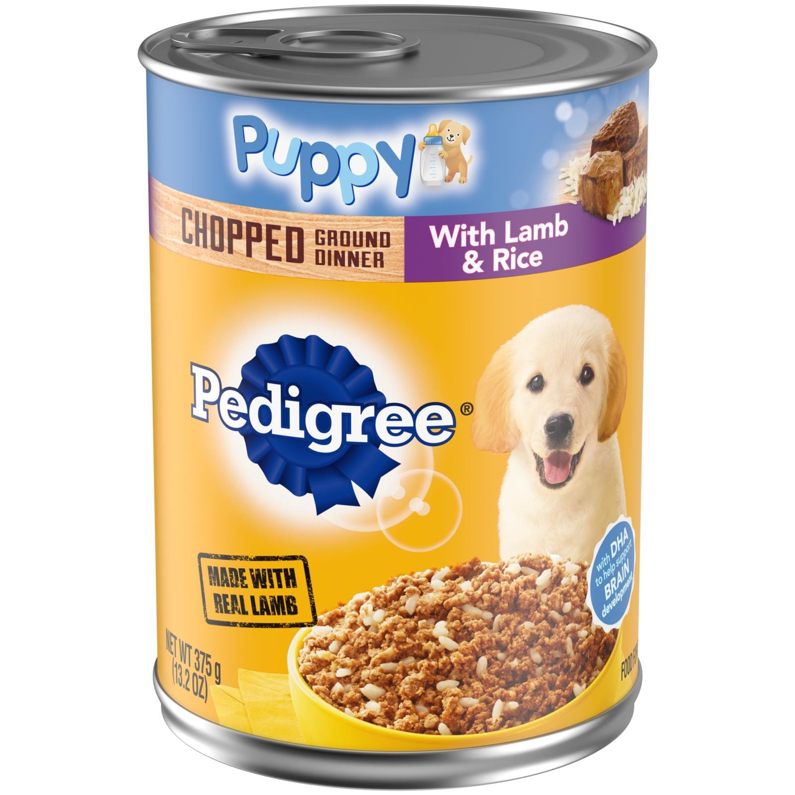 Pedigree Chopped Ground Dinner Lamb and Rice Puppy Formula Canned Dog Food - 13.2 Oz - Case of 12