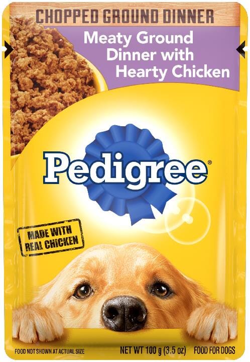 Pedigree Chopped Ground Dinner Meaty Chicken Wet Dog Food Pouch - 3.5 Oz - Case of 16