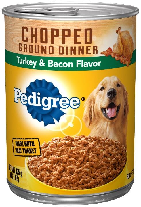Pedigree Chopped Ground Dinner Turkey and Bacon Canned Dog Food - 13.2 Oz - Case of 12