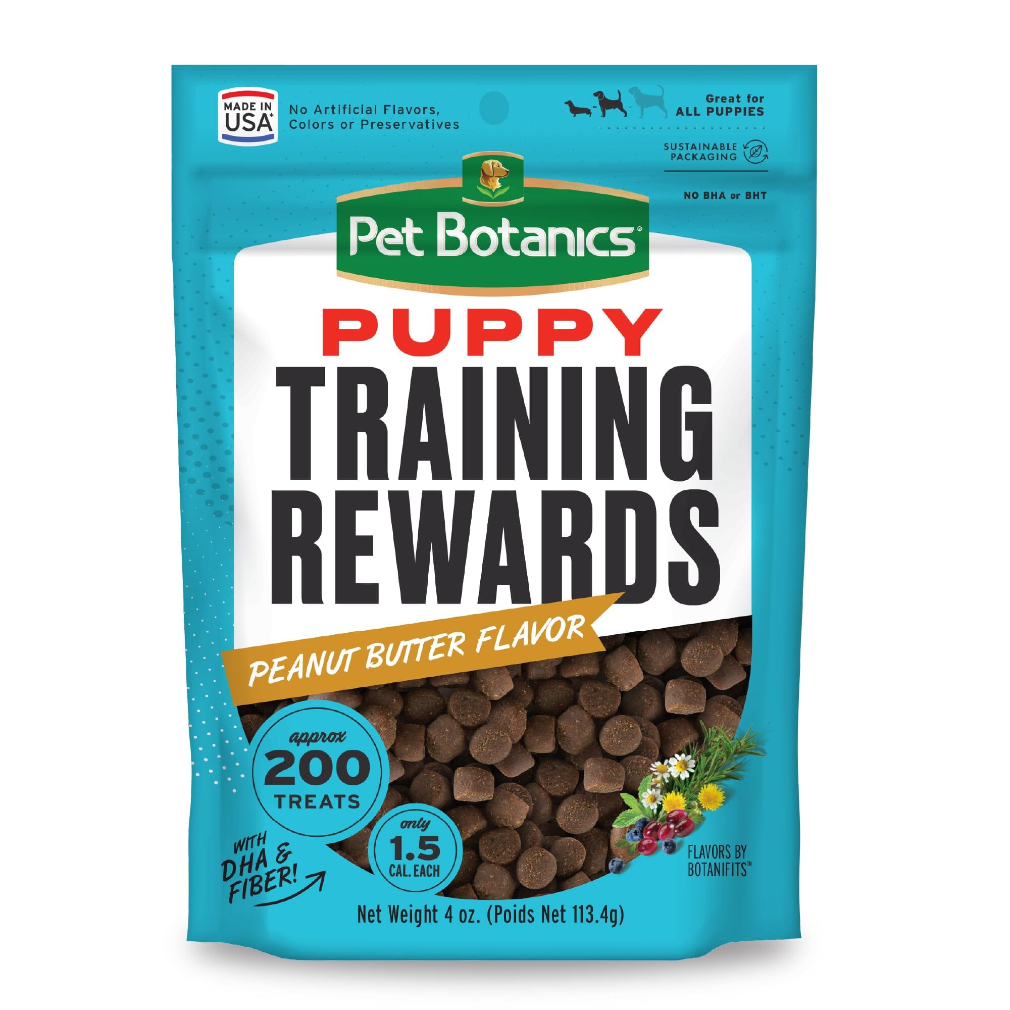 Pet Botanics Training Rewards Grain-Free Peanut Butter Soft and Chewy Dog Treats - Mini - 4 Oz
