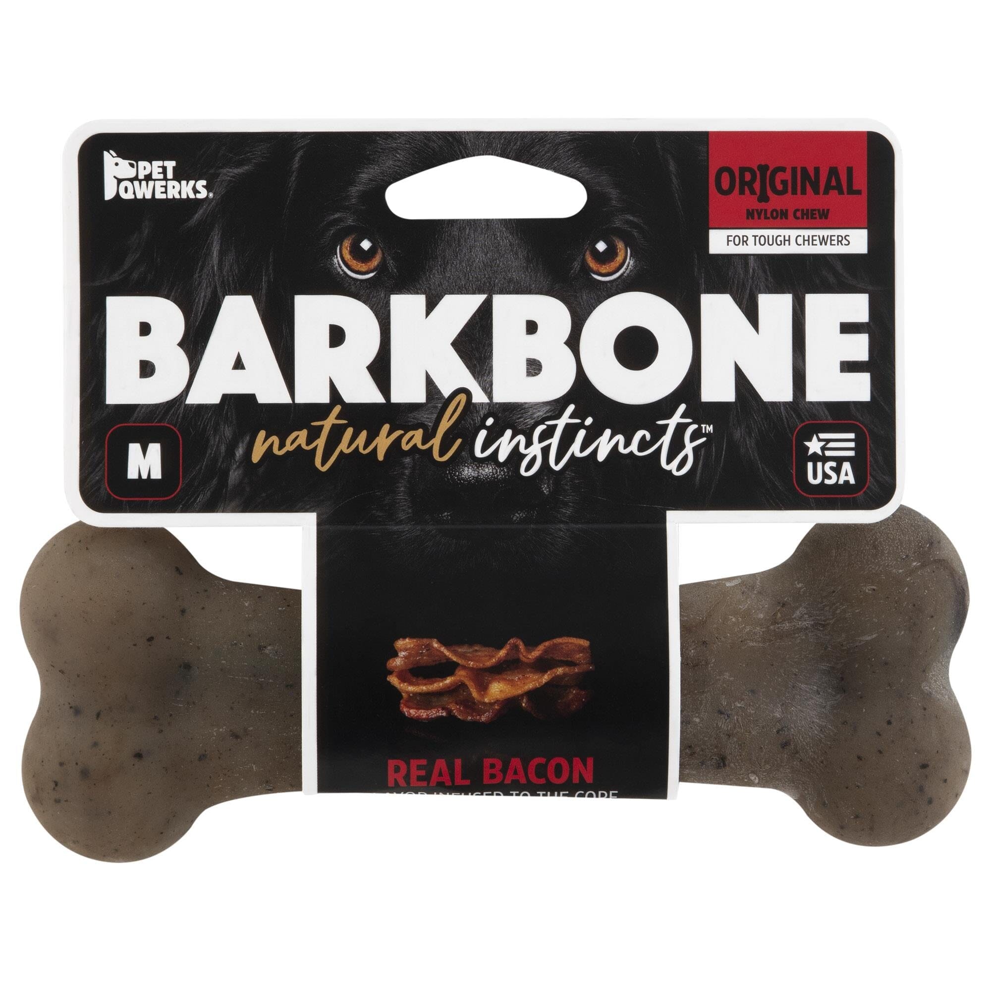 Pet Qwerks Made-in-the-USA Bacon and BBQ BarkBone - Large