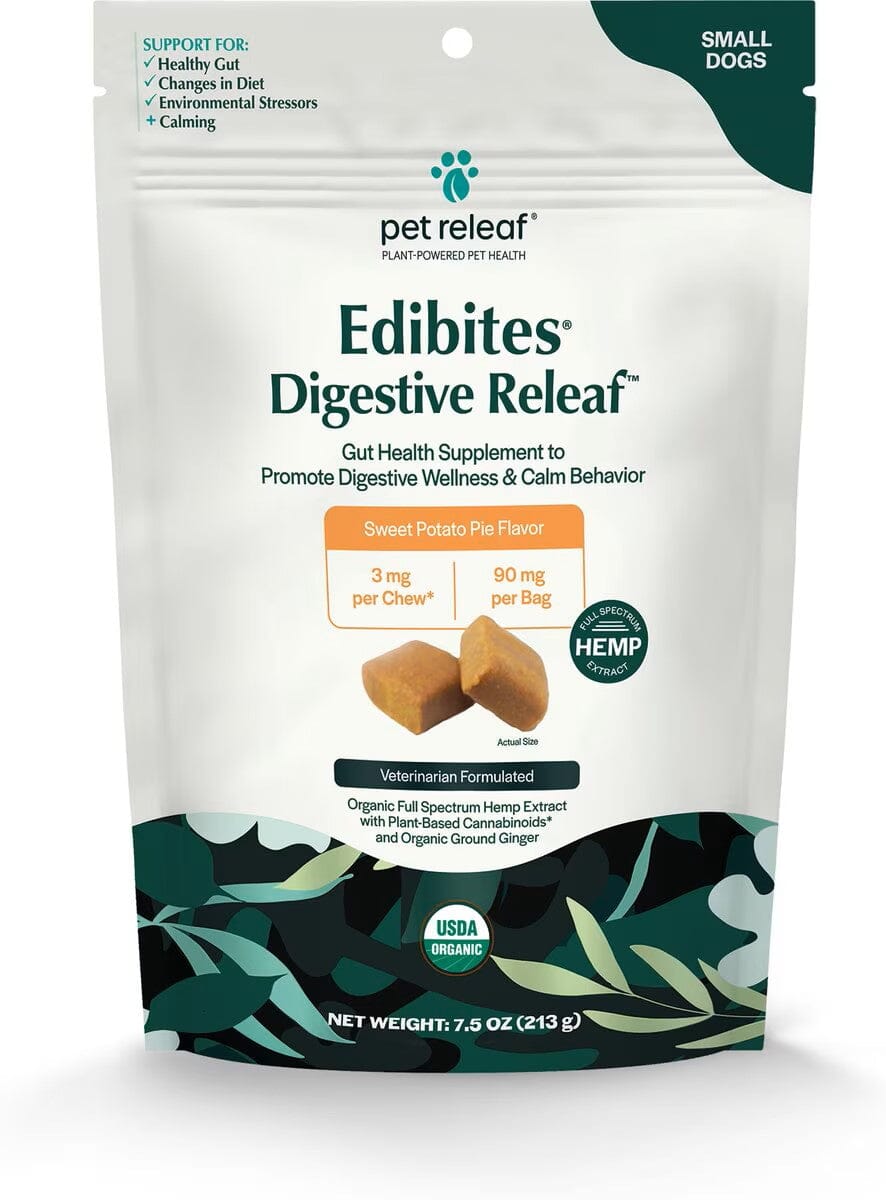Pet Releaf Edibites Small Breed Sweet Potato Pie Digestive Health Softchew Dog Treats - 7.5 oz Bag