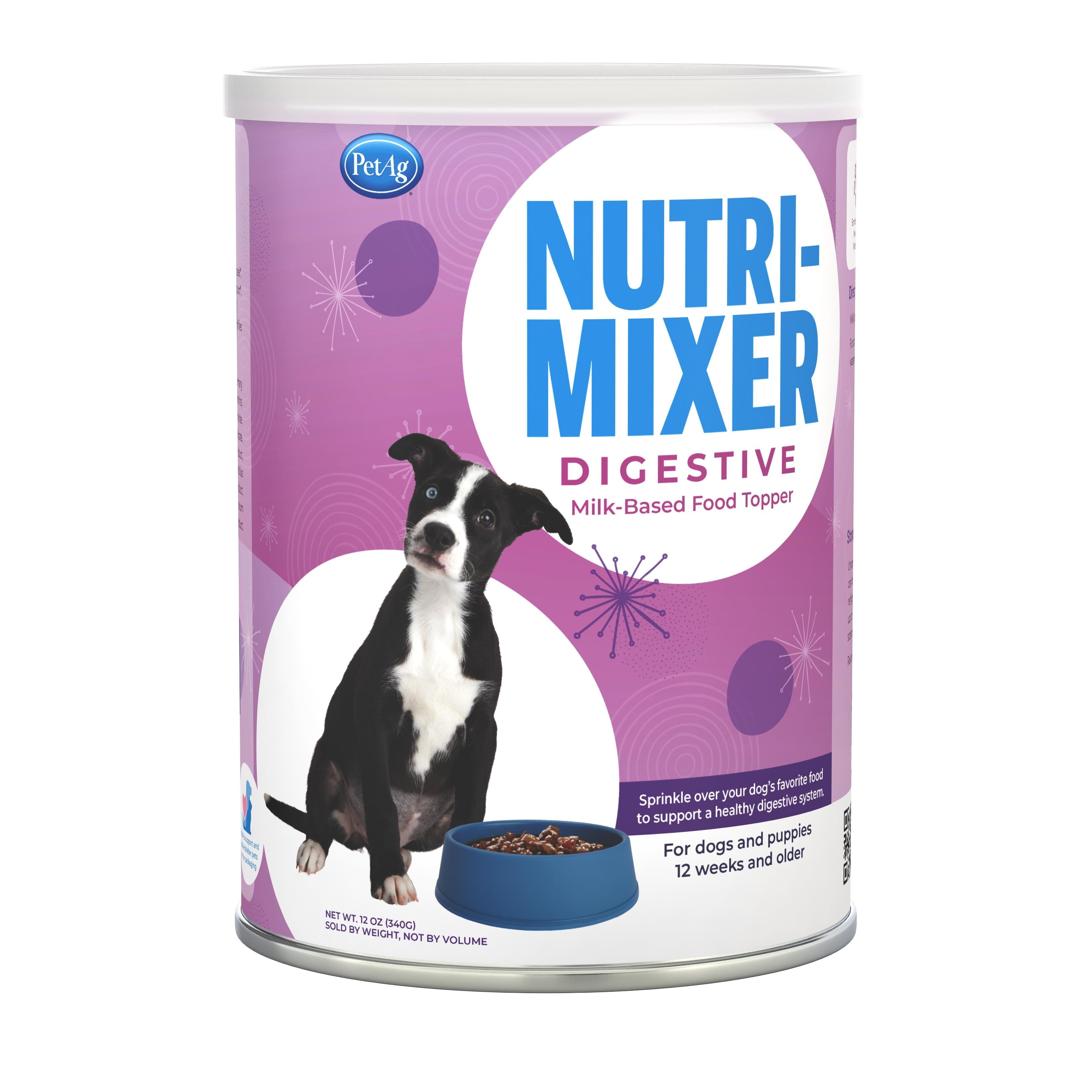PetAg Nutri-Mixer Digestion Milk-Based Meal Topper Supplement for Dogs and Puppies - 12 Oz