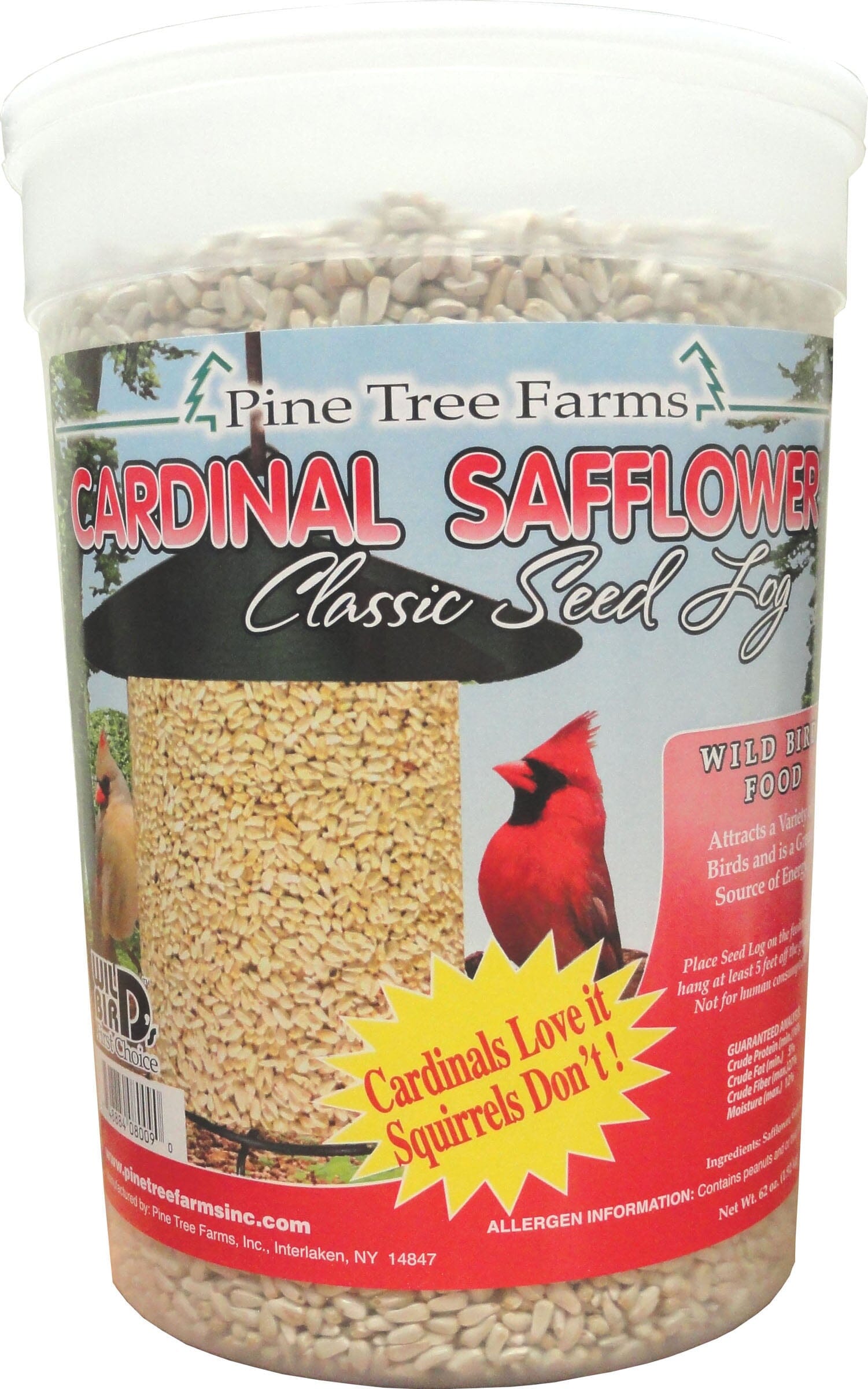 Pine Tree Farms Classic Seed Log Wild Bird Food - Cardinal Safflower - 72 Oz
