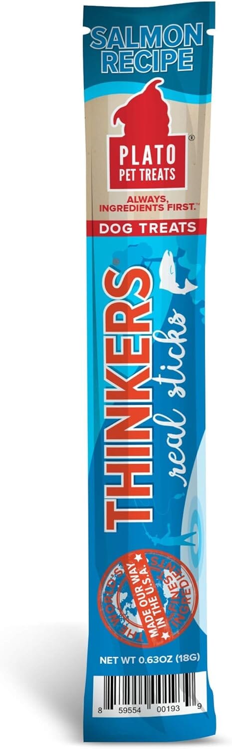 Plato Pet Treats Thinkers Salmon Natural Dog Chews - individually wrapped