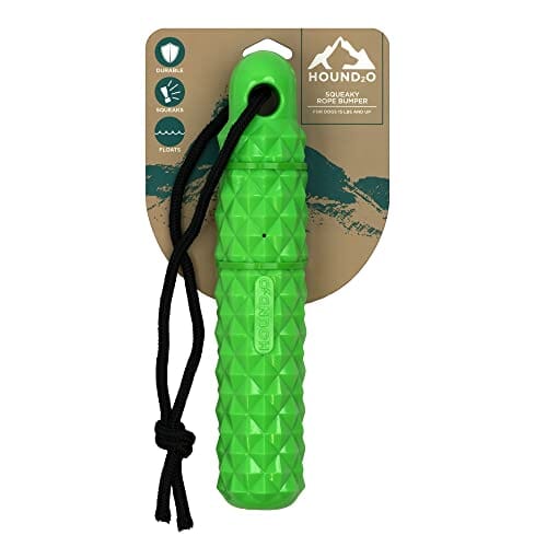 Playology Hound2O Rope Bumber Squeak and Fetch Rubber Dog Toy - Green