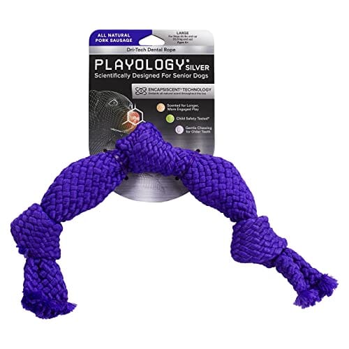 Playology Pork Scented Dri-Tech Dental Rope Dog Toy with Encapsiscent Technology - Medium